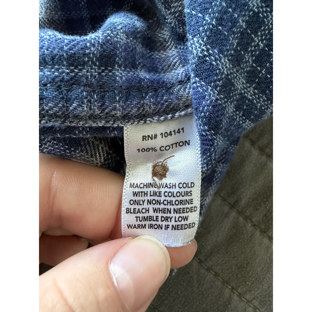 Field & Stream Mens XL Blue White Plaid Flannel Button Down Shirt 100% Cotton - Picture 4 of 7